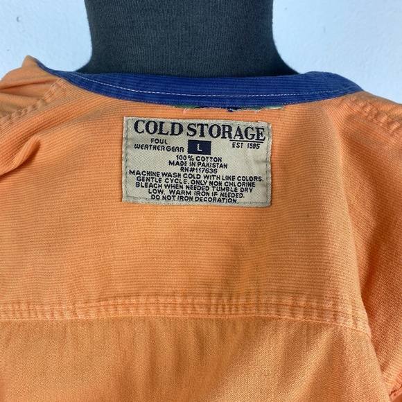 Cold Storage Foul Weather Gear Mens Orange Cotton Twill Shirt Long Sleeve Large - Picture 9 of 10